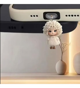 Kıvırcık Kız Figürlü Telefon Charmı (Lighting (iPhone) Uyumlu Şarj Soketi Tıpası)