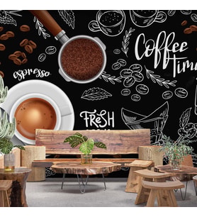 Fincan Ve Cezve Temalı Duvar Kağıdı Baskı