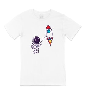 Astronot ve Roket Tişört