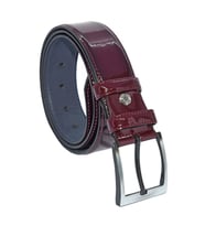 Bordo Rugan Suni Deri Dikişli 4 cm.lik Klasik Kemer - 7400-97