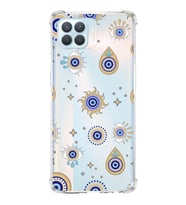 PrintiFy Oppo Reno 4 Lite Uyumlu Nazar Boncuğu 5 Baskılı Şeffaf Köşe Korumalı Antişok Kılıf