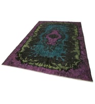 Mor Halı Modern Vintage Stil Madalyon Desenli El Dokuma Salon Halısı Eskitme Dekoratif