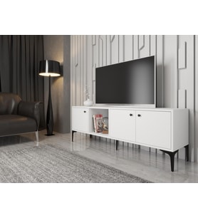 Wood'n Love Hira 160 Cm Metal Ayaklı Tv Ünitesi - Beyaz / Siyah