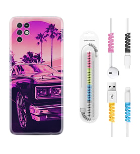 INFINIX Note 11 Pro Note 10 Hot 9 Play Kılıf Kablo Koruma Spiral Silikon Mor Araba 1711