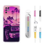 INFINIX Note 11 Pro Note 10 Hot 9 Play Kılıf Kablo Koruma Spiral Silikon Mor Araba 1711