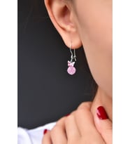 925 Ayar Gümüş Pembe Tektaş Mineli Kelebek Küpe