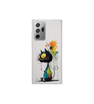 Samsung Galaxy Note 20 Ultra ile Uyumlu Splash Kedi Tasarımlı Şeffaf Silikon Kılıf