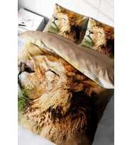Çift Kişilik Nevresim Takımı Sık Dokuma Pamuk Saten 3d Özel Tasarım Lion Naturel