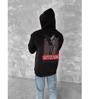 Oversize Üç İplik Kapşonlu SweatShirt - Siyah