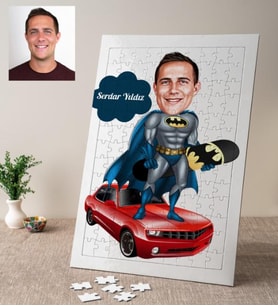 Karikatürlü Kara Şövalye Kişiye Özel Puzzle