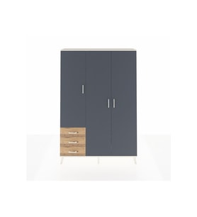 Arges Dolap 6 Raflı 3 Çekmeceli Tek Askılı 132x30x195 Aytaşı-Antrasit/Çam