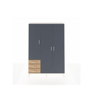 Arges Dolap 6 Raflı 3 Çekmeceli Tek Askılı 132x30x195 Aytaşı-Antrasit/Çam