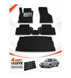 HYUNDAİ ELANTRA (2000-2006) Uyumlu EVA Oto Paspas Bagaj Paspası Dahil Siyah-Gri