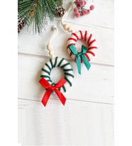 2'li Red & Green Kurdeleli Halka - Dekoratif Süs - Yılbaşı Ağaç Süsü - 