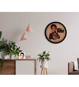 BK Gift Kişiye Özel Godfather Baba Karikatürlü 45cm Ahşap Duvar Saati-5 (Beyaz)