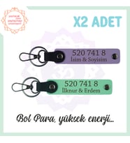 Mor -Yeşil, Adınıza Özel Bolluk Dolu Hediyelik 520 741 8 Sayısıyla Enerji Getiren 2'li Anahtarlık (Çok Renkli)