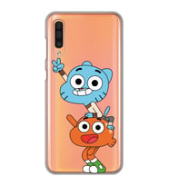 Samsung Galaxy A70 Uyumlu Gumball & Darwin Tasarımlı Şeffaf Telefon Kılıfı