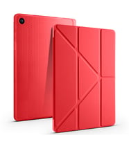 Lexroo Galaxy Tab A11 Plus Kılıf Tri Folding Kalem Bölmeli Standlı Kılıf - Kırmızı