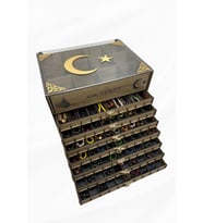 Kişiye Özel Cam Kapaklı Ahşap Tesbih Ve Saat Koleksiyon Kutusu Tespih Kutusu 7+1 (70 TESBİH,12 SAAT)