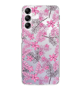 PrintiFy Samsung Galaxy S24 FE ile Kamera Korumalı Kapak Floral Pembe Tasarımlı Şeffaf Kılıf