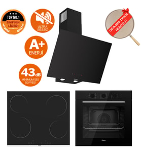 Ferre FlowArt Kappa SilenArt Ultra Sessiz Siyah Ankastre Set ( D077-SA + QBL62CS  +  MS261 )