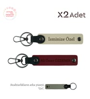 Hemşireye Anlamlı Jest, İsimli & Soyisimli 2’li Anahtarlık Hediye Takımı, Sütlü Kahve-Bordo-Gri