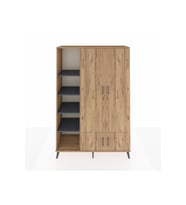 Hyperion Dolap 6 Raflı 4 Kapaklı Tek Askılı 132x44x195 Çam-Çam/Antrasit