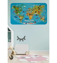 Eğitici Dünya Haritası Dünya Atlası Çocuk Ve Bebek Odası Duvar Sticker-60x105-3788