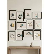 12 Parça Modern Dairesel Formlar 2 Renk Seçenekli Dekoratif Çerçeve Görünümlü Tablo Seti