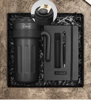 Kişiye Özel Çelik 700 ML Dereceli Termos & Kişiye Özel Defter & Kişiye Özel Deri Kılıflı Touch Pen Kalem