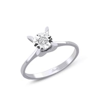 0.06 Ct Lazerli Pırlanta Badem Tırnak Tektaş Yüzük
