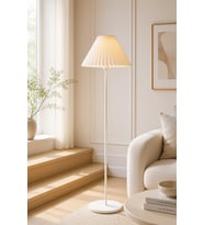 Lora Metal Lambader 150 cm Tek Ayaklı Umbrella Krem Kırma Kumaş Başlık Abajur LAM04