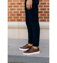 Growish GE0065-7 Hakiki Deri Yüksek Beyaz Eva Taban Koku Yapmaz Lazer İşlemeli Erkek Sneakers Ayakkabı (Kahverengi)