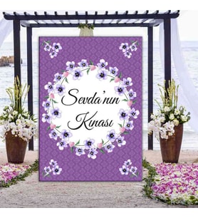 Romantik Mor Çiçekler Kına Pano