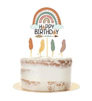 Retro Happy Bırthday Temalı Pasta Süsü Kürdan 5 li