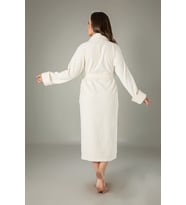 KremNakışlı Bambo Cotton Bayan Bornozu (Krem)