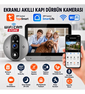 Tuya Smart Ekranlı Akıllı Kapı Dürbün Kamerası
