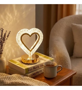 Kalp Şeklinde Kristal LED Masa Lambası – Dokunmatik, 3 Renk Işık Modlu, Şarjlı Mini Dekoratif Gece Lambası (5343)