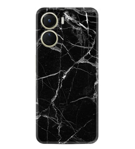 Vivo Y16 Kılıf Resimli Desenli Baskılı Silikon Fragile Black Mermer 1378
