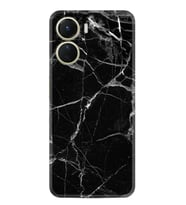Vivo Y16 Kılıf Resimli Desenli Baskılı Silikon Fragile Black Mermer 1378