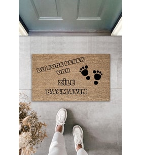 Bu Evde Bebek Var Yazılı Dekoratif Iç Ve Dış Kapı Önü Paspası 70x45 Cm