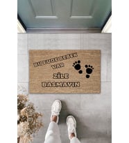 Bu Evde Bebek Var Yazılı Dekoratif Iç Ve Dış Kapı Önü Paspası 70x45 Cm