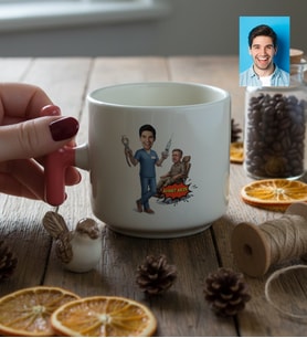 Kişiye Özel Karikatürlü Erkek Diş Hekimi T Kupa Tıp Bayramı Hediyesi