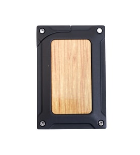 Caseti Tek Torch Pürmüz Siyah Ahşap Desenli Metal Puro Çakmağı
