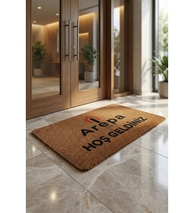 Valerine Life Velür Coco Görünüm Kişiye Firmaya Özel Logolu Ev Ofis İşyeri Kapı Önü Paspası 50x90cm