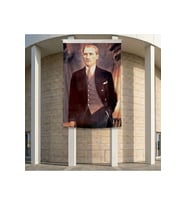 Takım Elbiseli Eli Cebinde Atatürk Poster Bayrak Premium Raşel Kumaş ATA29 2x3m