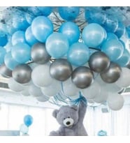 50 Ad A.mavi-beyaz-gümüş Metalik Balon 5 Mt Balon Zinciri Parti Balon Seti