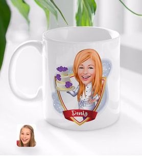 BK Gift Kişiye Özel İsimli Kadın Chef Karikatürlü Beyaz Kupa Bardak-2