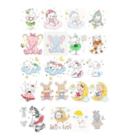 Sevimli Uyuyan Hayvanlar Sticker Set 21 Parça Telefon, Tablet, Defter, Laptop Sticker