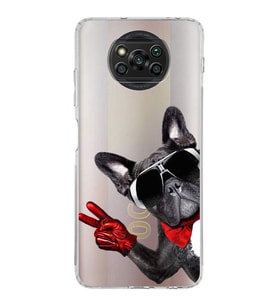 PrintiFy Poco X3 NFC ile Uyumlu Köpek 2 Kamera Korumalı Şeffaf Kılıf